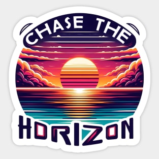 Chase the Horizon – Retro Sunset Motivational Artwork Sticker